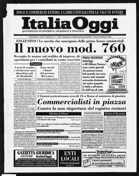 Italia oggi : quotidiano di economia finanza e politica